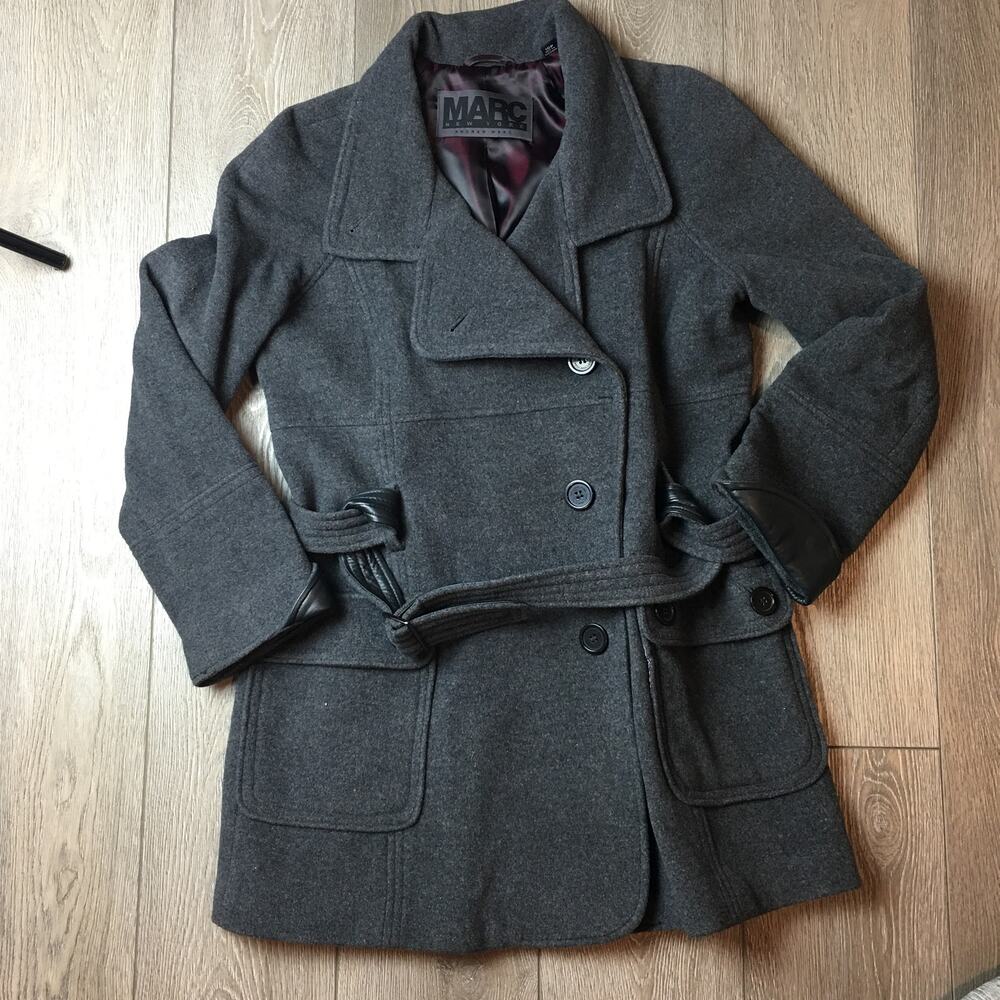 Andrew Marc New York Women's Charcoal Gray Wool Blend Leather 10P